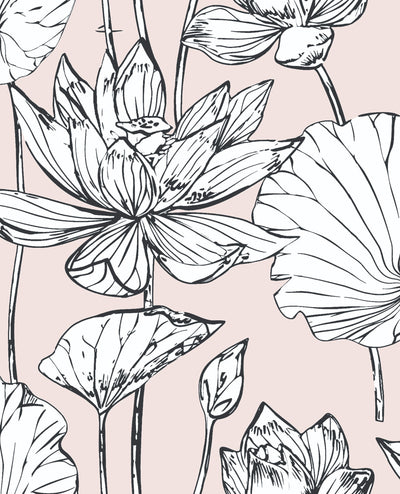 NextWall Peel and Stick Pink Lotus Flower Wallpaper NW33101