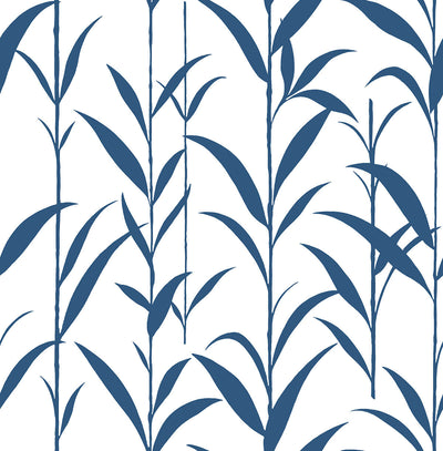 NextWall Peel and Stick Blue and White Bamboo Botanical Wallpaper