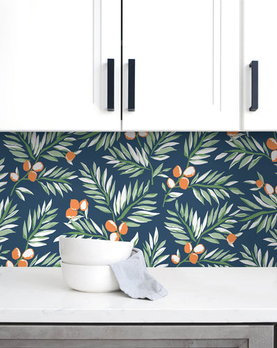 NextWall Peel and Stick Citrus Botanical Floral Wallpaper