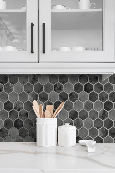 Black Inlay Hexagon Geometric Wallpaper