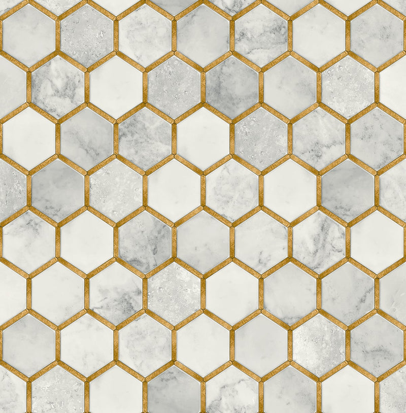 Gold Inlay Hexagon Geometric Wallpaper