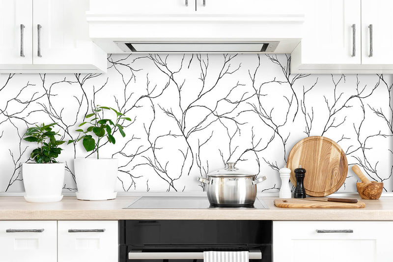 NextWall Peel and Stick Black Branches Wallpaper NW39000