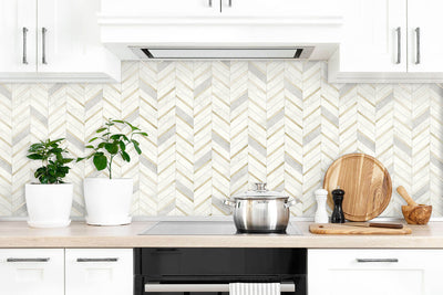 NextWall Peel and Stick Chevron Marble Tile Wallpaper