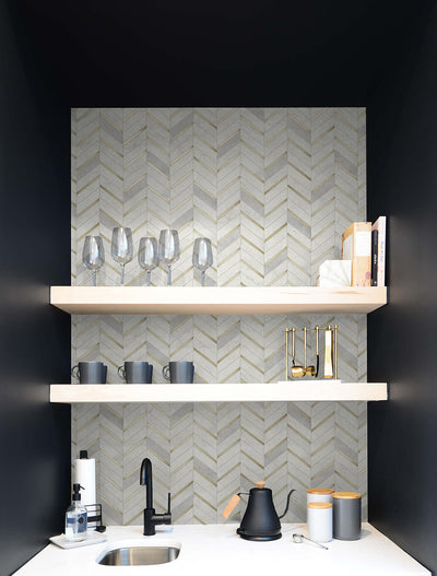 NextWall Peel and Stick Chevron Marble Tile Wallpaper