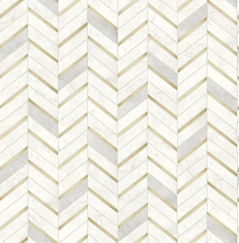 NextWall Peel and Stick Chevron Marble Tile Wallpaper