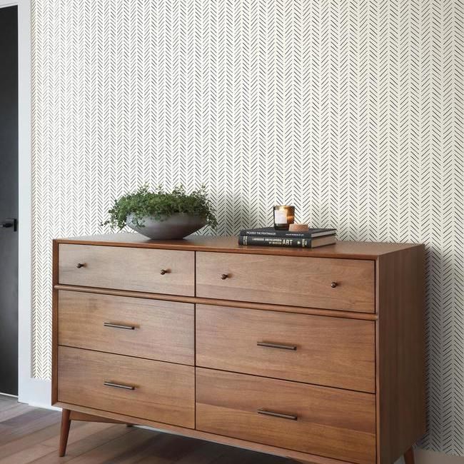 Magnolia Pick-up sticks Black and White Chevron Wallpaper