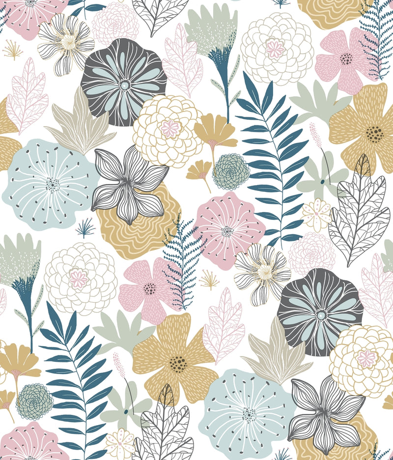 Perennial Blooms Peel and Stick Wallpaper