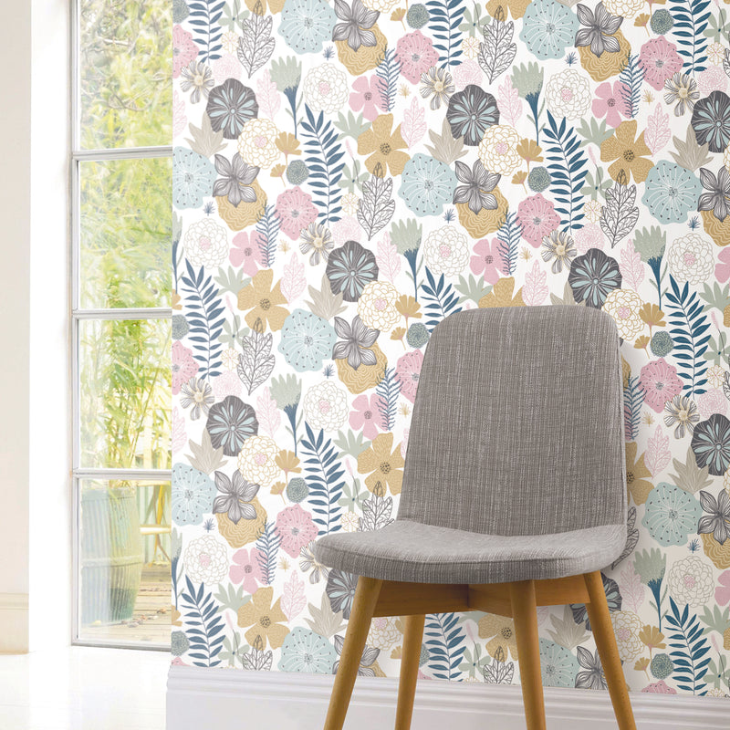 Perennial Blooms Peel and Stick Wallpaper