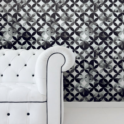 Paul Brent Black Moroccan Tile Peel and Stick Wallpaper