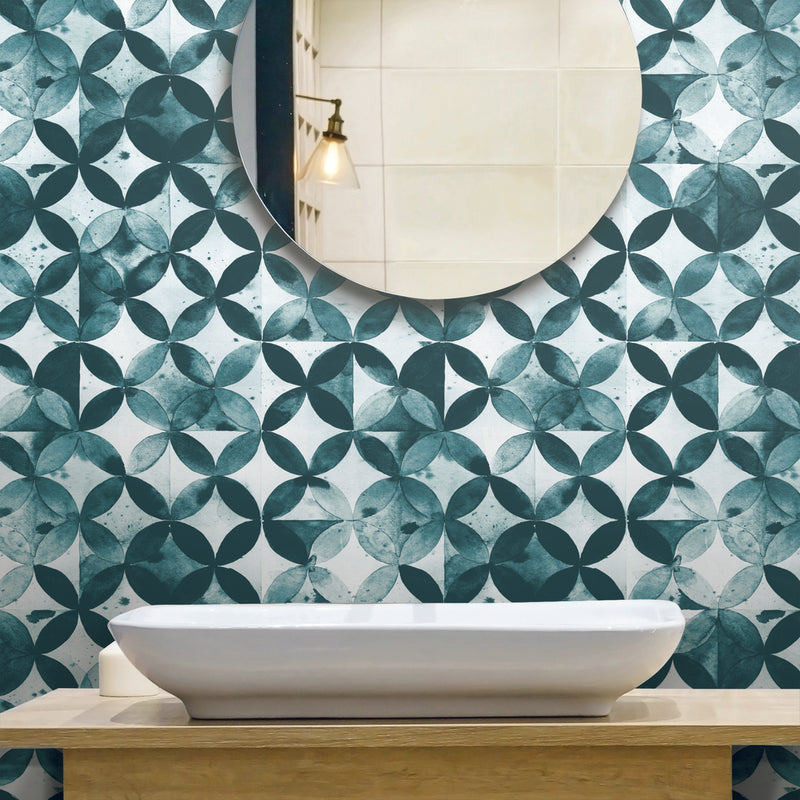 Paul Brent Green Moroccan Tile Peel and Stick Wallpaper