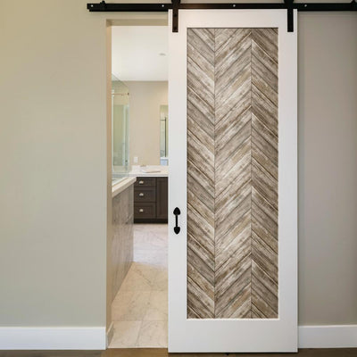Brown Chevron Wood Boards Peel and Stick Wallpaper
