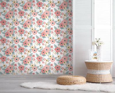 Poppy Floral Roommates Peel and Stick Wallpaper