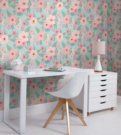 Poppy Floral Roommates Peel and Stick Wallpaper