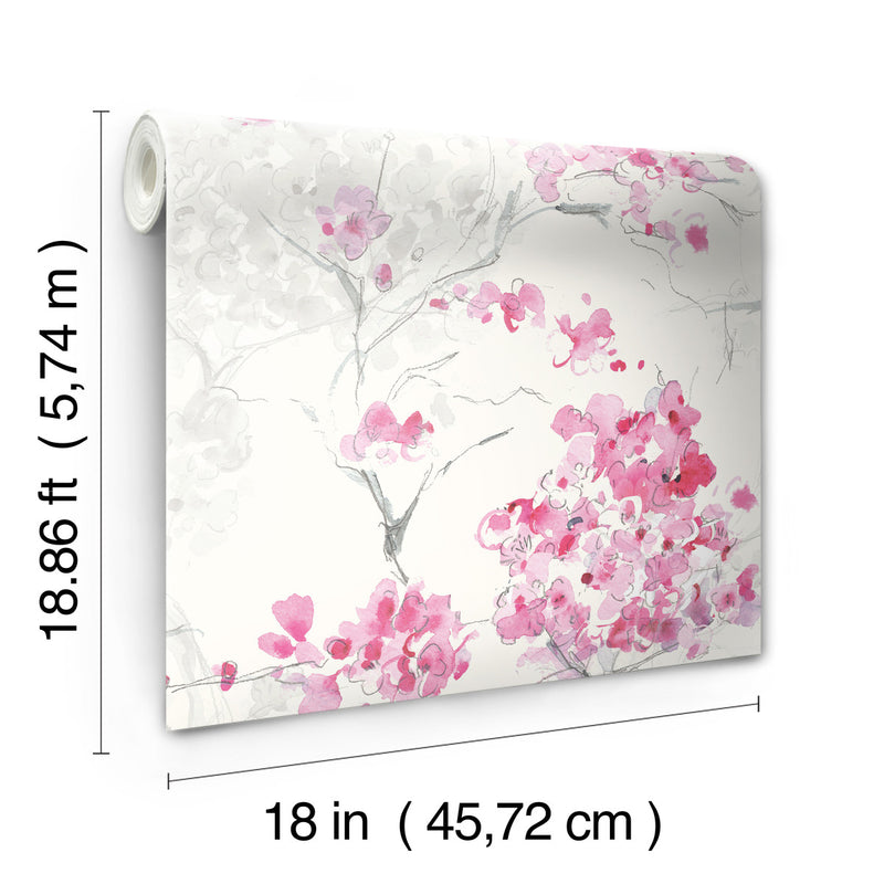 Spring Cherry Blossoms Roommates Peel and Stick Wallpaper