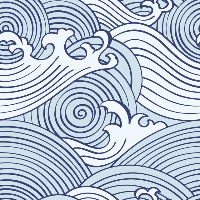 Asian Waves Roommates Peel and Stick Wallpaper