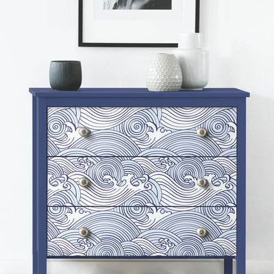 Asian Waves Roommates Peel and Stick Wallpaper