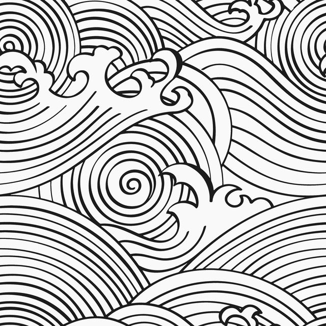 Asian Waves Roommates Peel and Stick Wallpaper