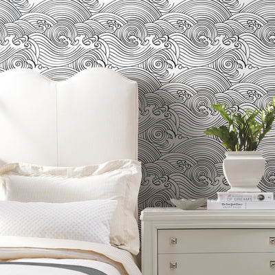 Asian Waves Roommates Peel and Stick Wallpaper
