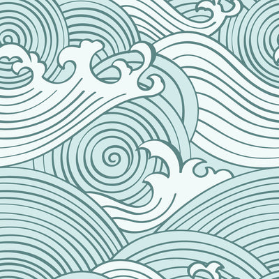 Asian Waves Roommates Peel and Stick Wallpaper