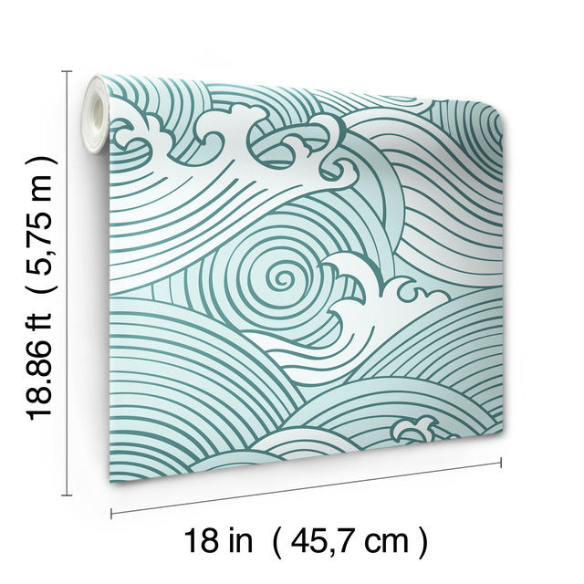 Asian Waves Roommates Peel and Stick Wallpaper