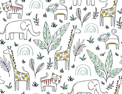 Nursery Jungle Menagerie Peel and Stick Wallpaper