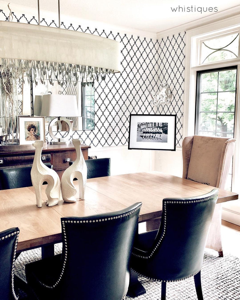 Black & White Geometric Trellis Peel and Stick Wallpaper