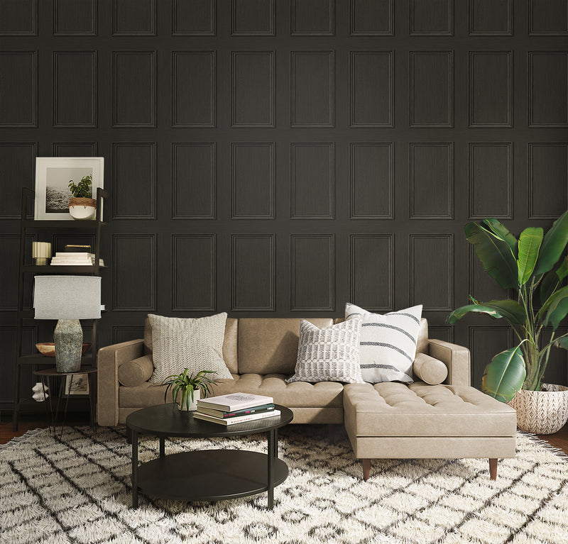 Stacy Garcia Home Wood Panel Charcoal Peel and Stick Wallpaper