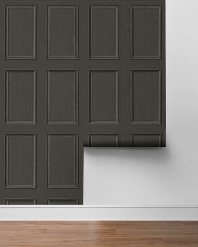 Stacy Garcia Home Wood Panel Charcoal Peel and Stick Wallpaper