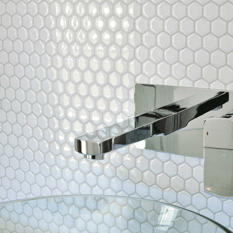 SmartTiles Contemporary White Hexagon Peel and Stick Tile