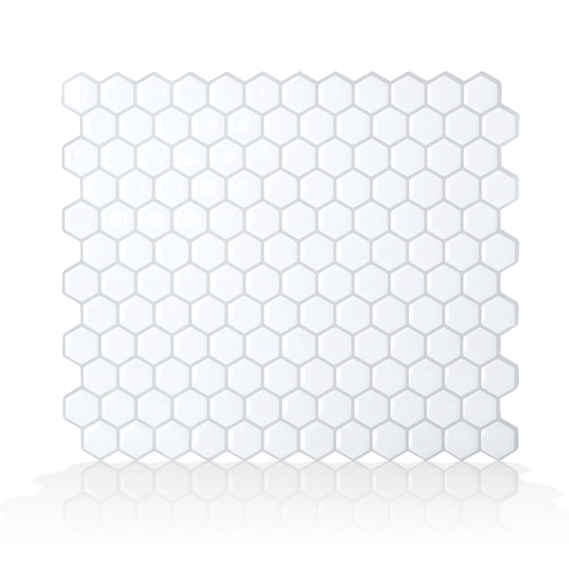 SmartTiles Contemporary White Hexagon Peel and Stick Tile