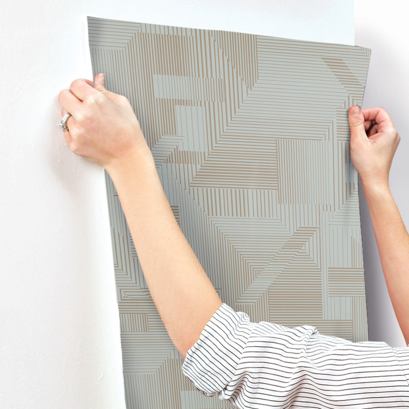 All Lined Up Mid Century Gold Stripe Wallpaper