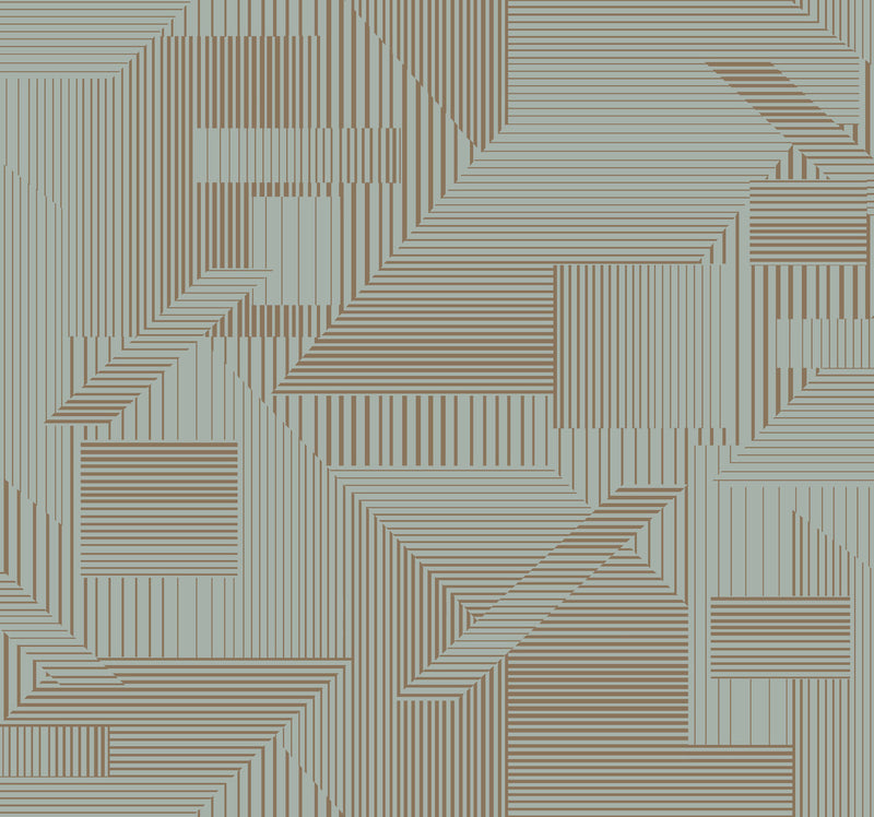 All Lined Up Mid Century Gold Stripe Wallpaper