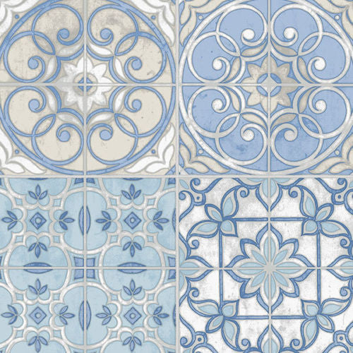 blue mosaic tiles kitchen wallpaper KE29950