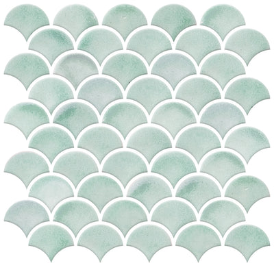 Aqua Scallop Peel and Stick Tile