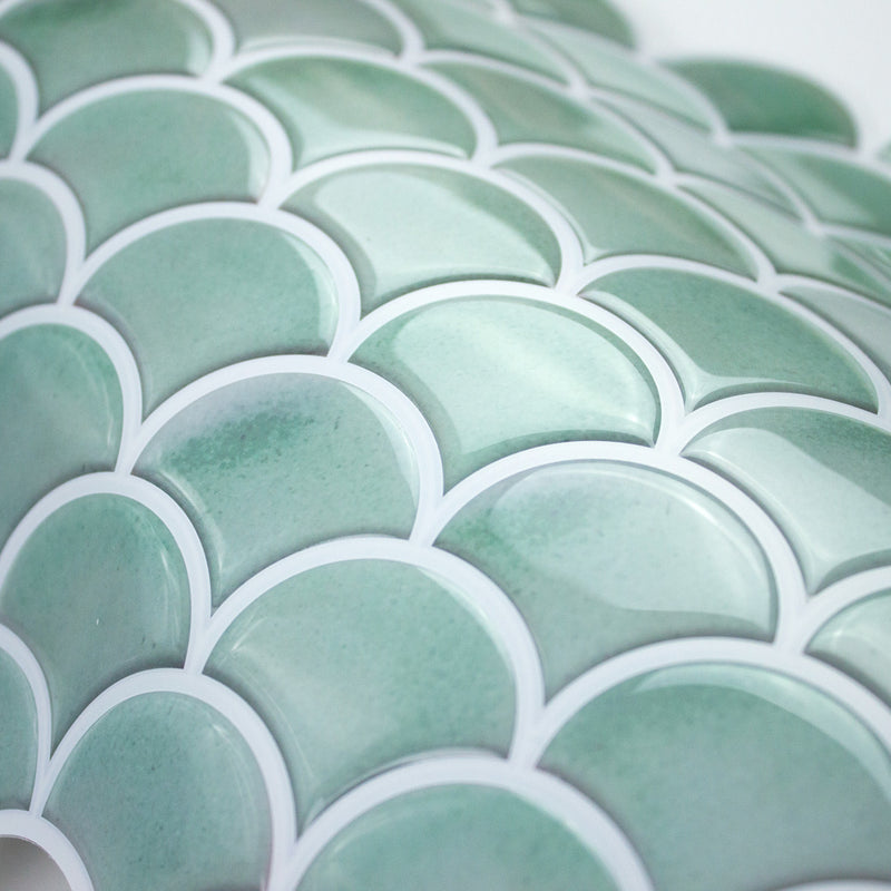 Aqua Scallop Peel and Stick Tile