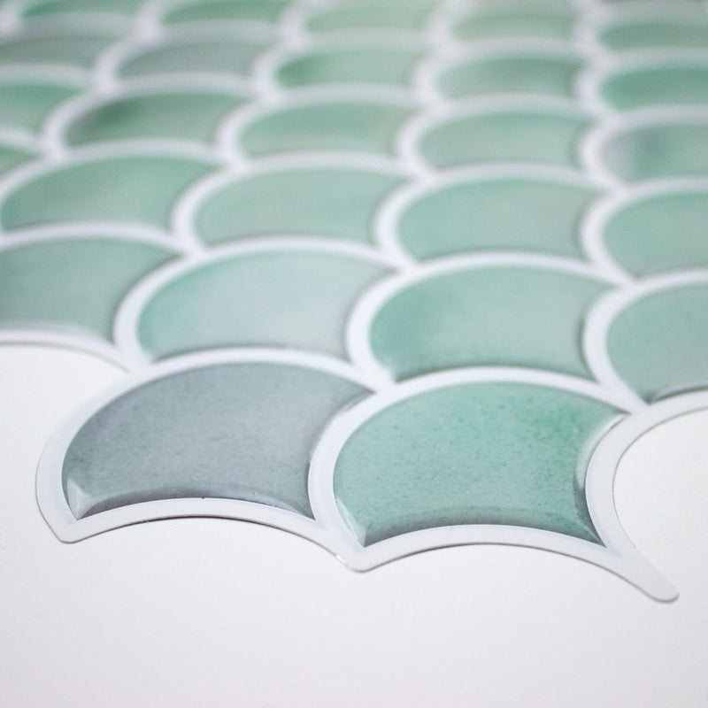 Aqua Scallop Peel and Stick Tile