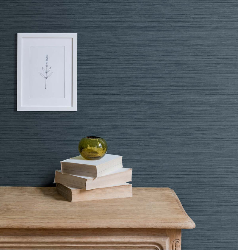 Seabrook Sovereign Blue Faux Grasscloth Wallpaper