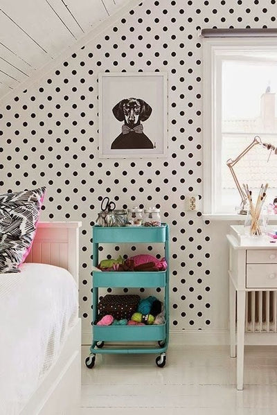 Magnolia Home White and Black Polka Dot Wallpaper