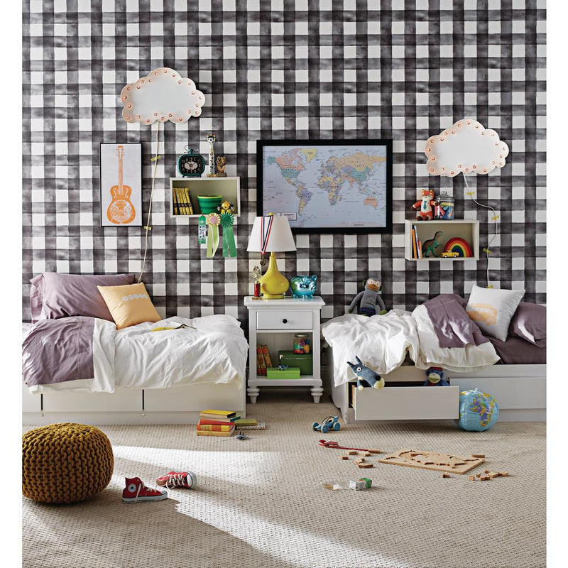 Magnolia Home Buffalo Check Black and White Wallpaper