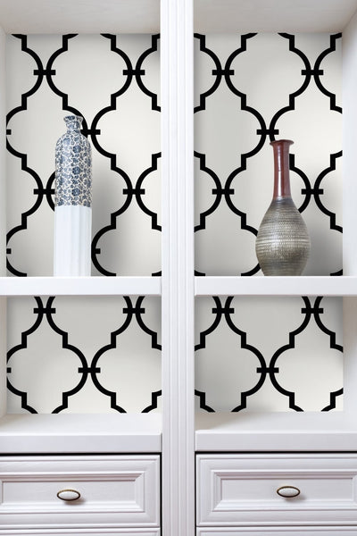 Black & White Geometric Trellis Peel and Stick Wallpaper