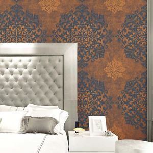 Wallquest Nova Metallic Large Medallion Wallpaper