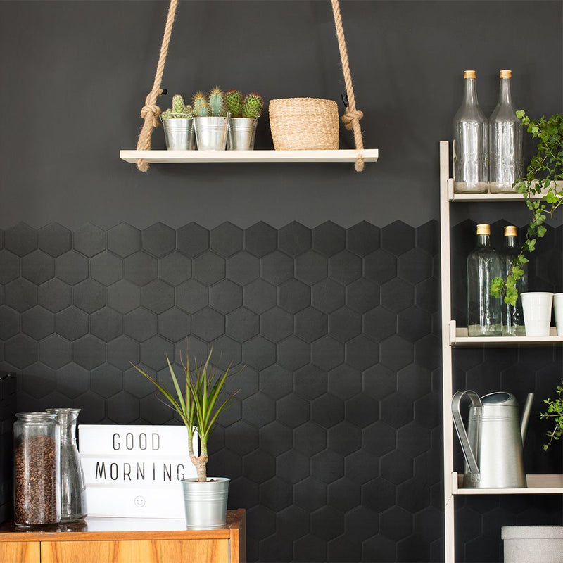 Smart Tiles Matte Black Hexagon Peel and Stick Tile